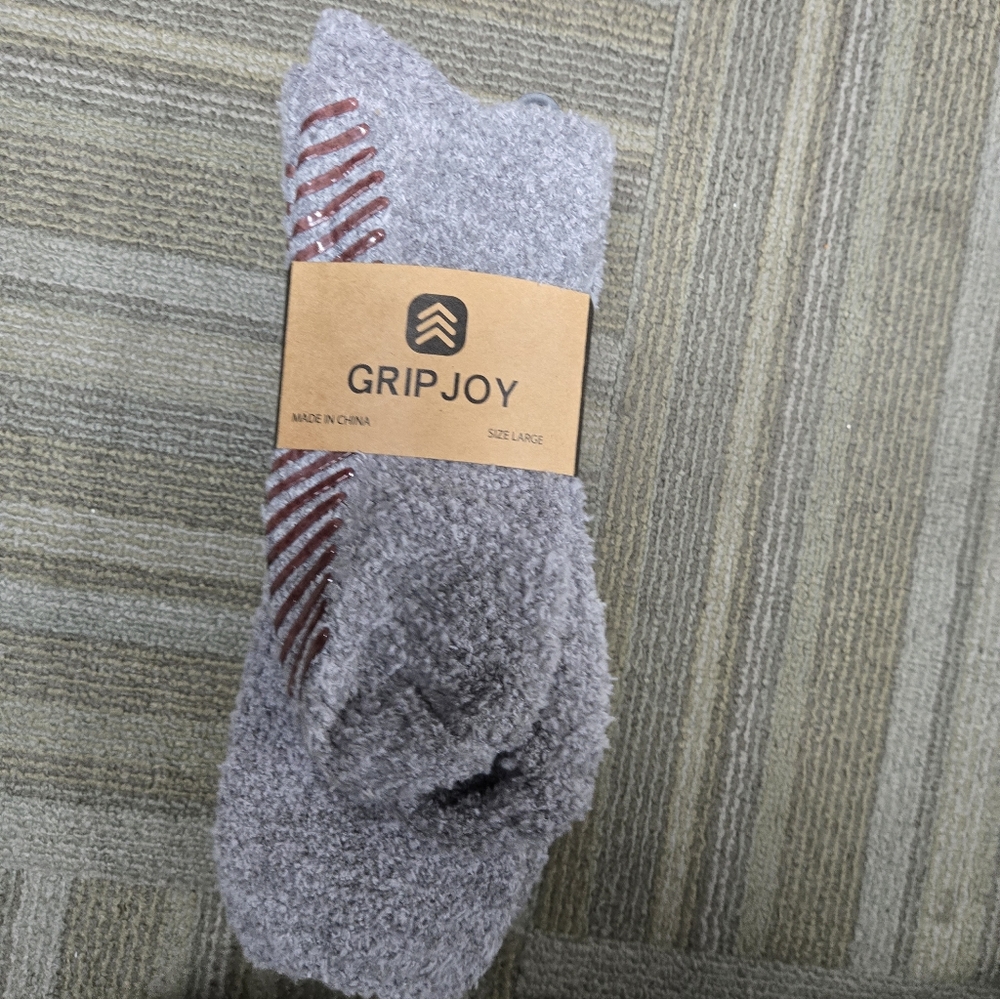 Grip Joy Fuzzy Non Slip Socks 2 Pair NWT
